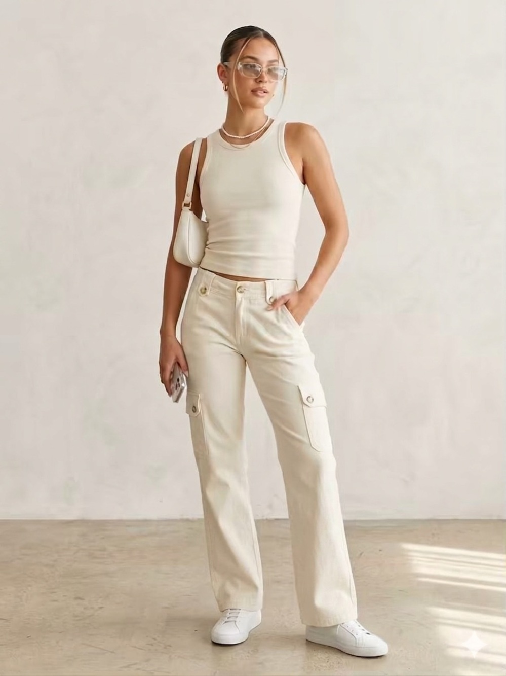 Banana Republic Cargo Pants | Vintage | Herringbone | Flare | Cream | Size 8